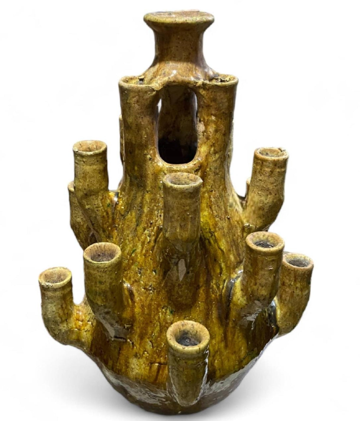 Handcrafted Tamegroute Ceramic Sculptural Candle holder– Moroccan Statement Decor for interior decor