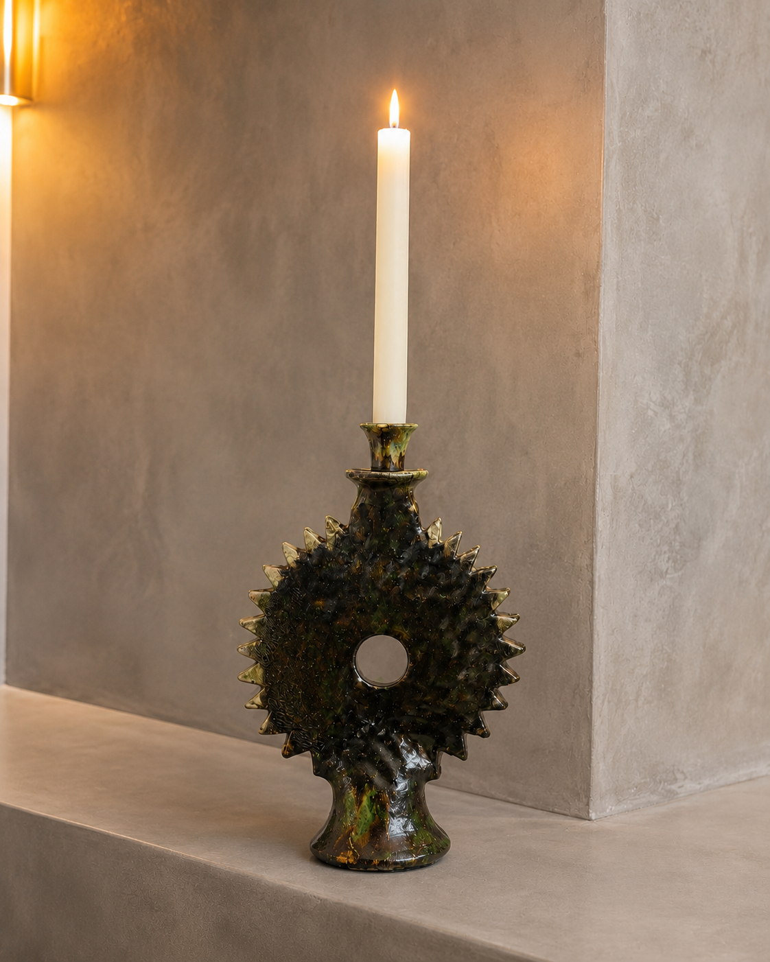 Tamegroute Sun Candle Holder – Handmade Moroccan Pottery