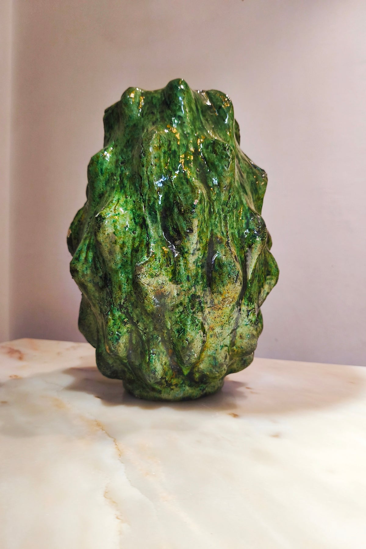 Corona Tamegroute Vase – Handcrafted Moroccan Green Glazed Pottery | 35–40 cm