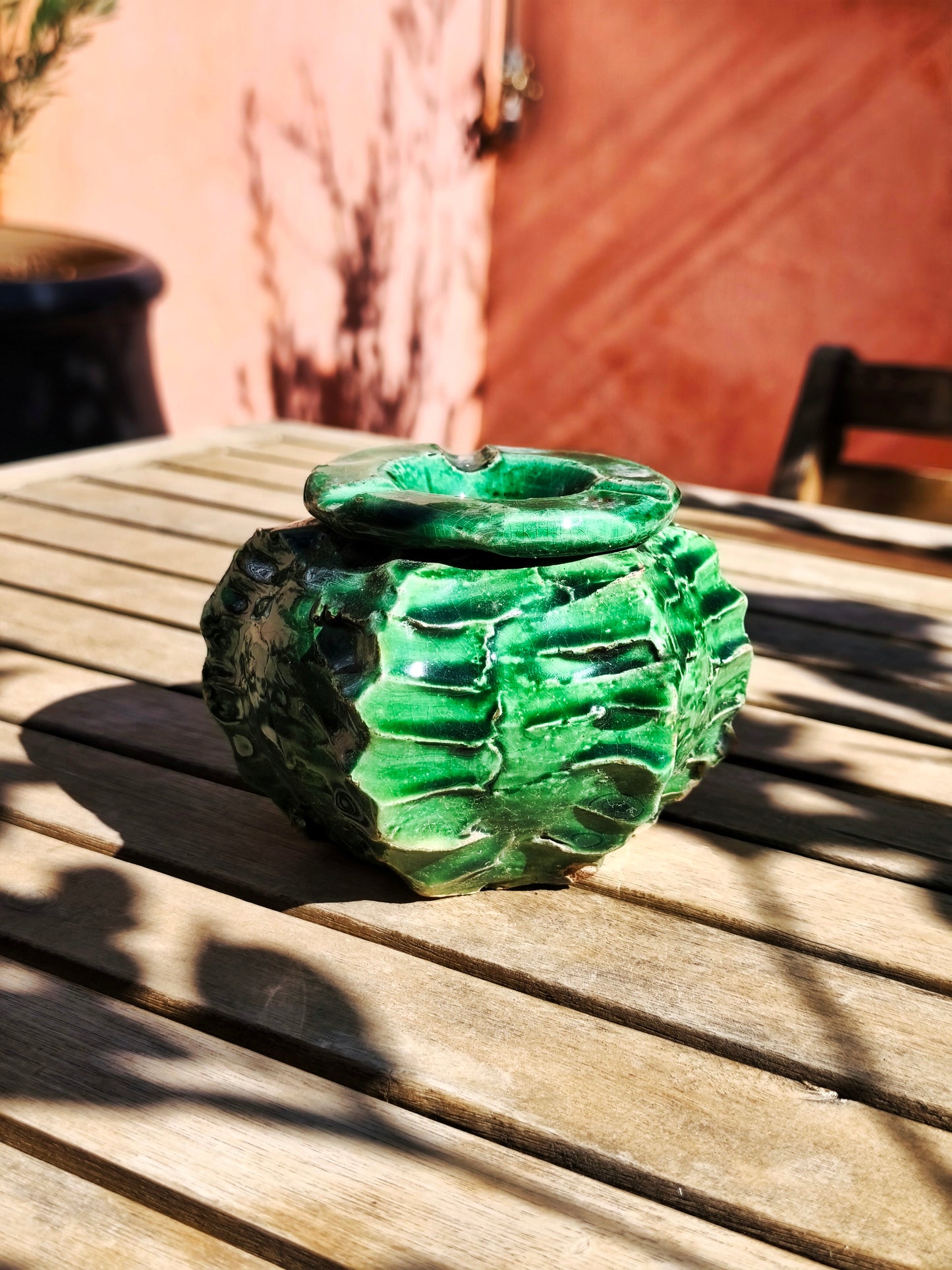 Green Tamegroute cactus Ceramic Ashtray – Green Moroccan Pottery