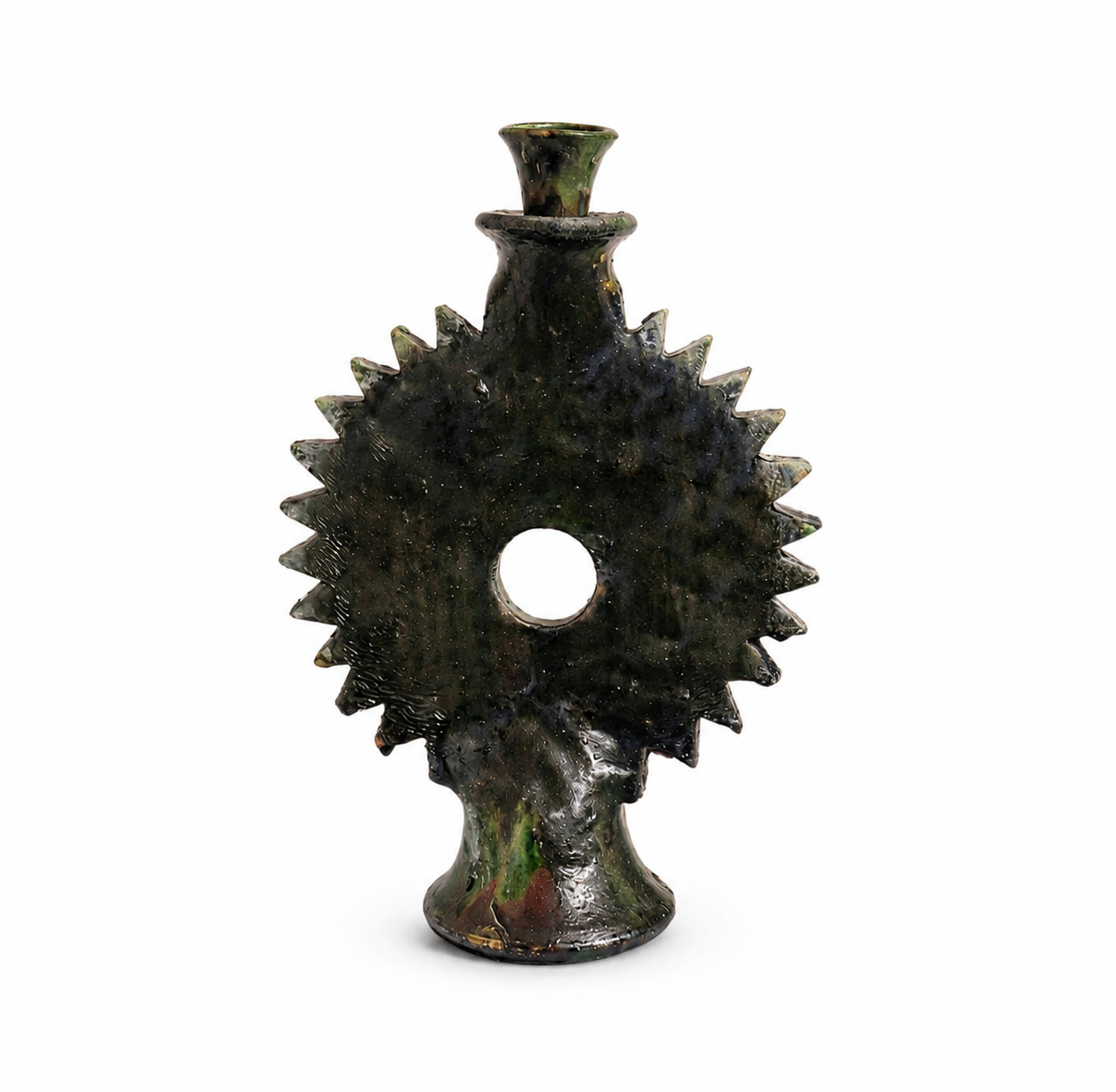 Tamegroute Sun Candle Holder – Handmade Moroccan Pottery