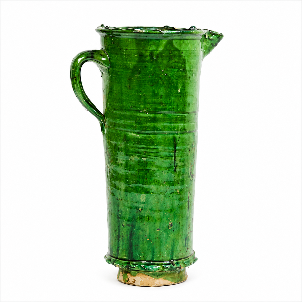 Handmade Moroccan Ceramic Green Vase – 35 cm Authentic Tamegroute Pottery