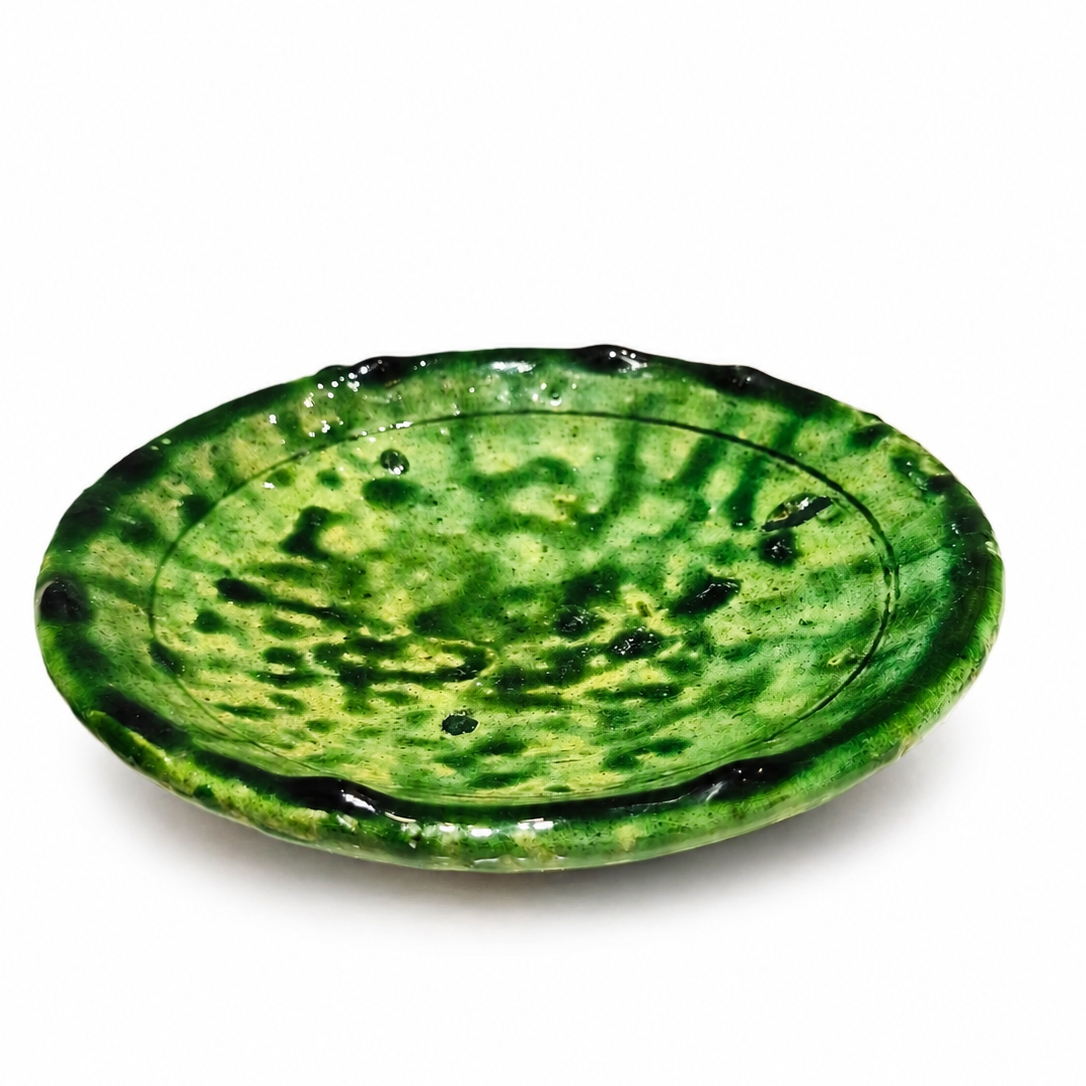 Tamegroute Green Pottery Plate – 12–13 cm Handmade Moroccan Ceramic Dish