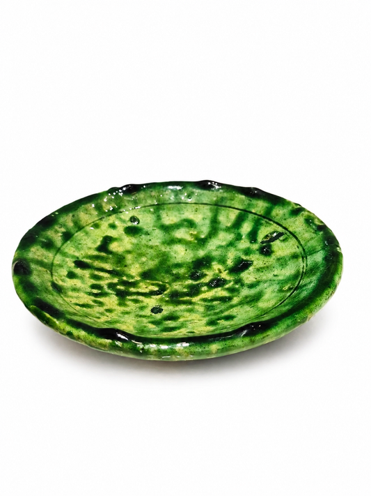 Tamegroute Pottery Green Plate 12 cm – Handmade Moroccan Ceramic Dish