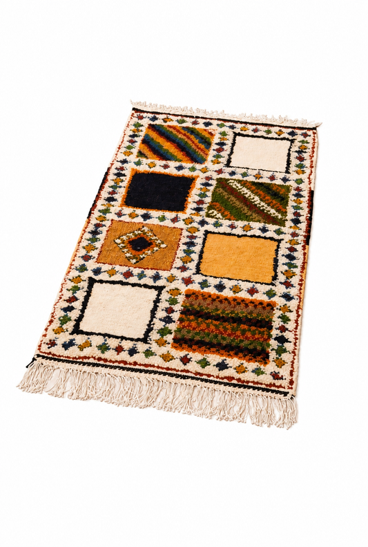 Wool Area Rug handmade in Sahara Morocco.