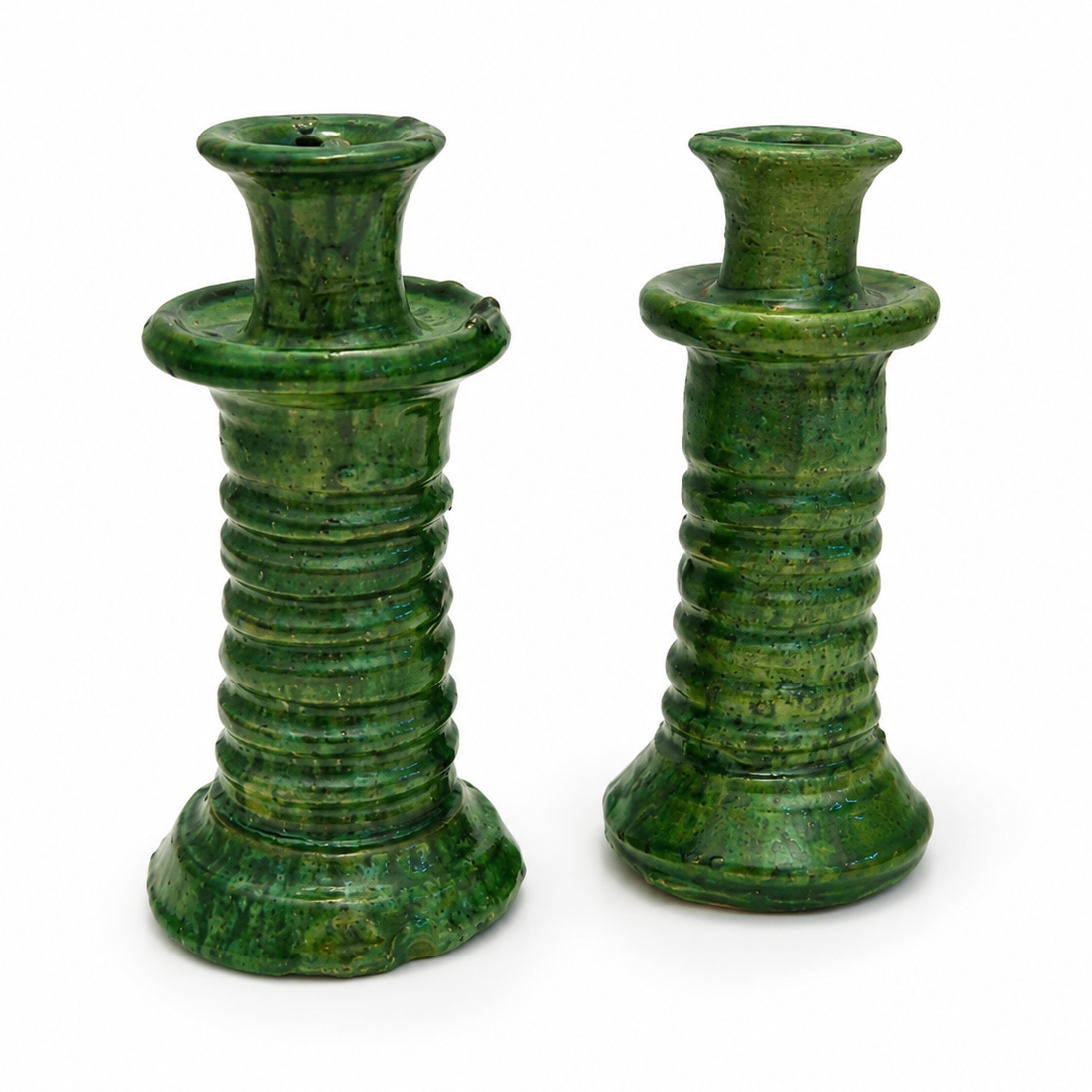 Handmade Tamegroute Green Ceramic Candle Holders – Rustic Moroccan Home Decor