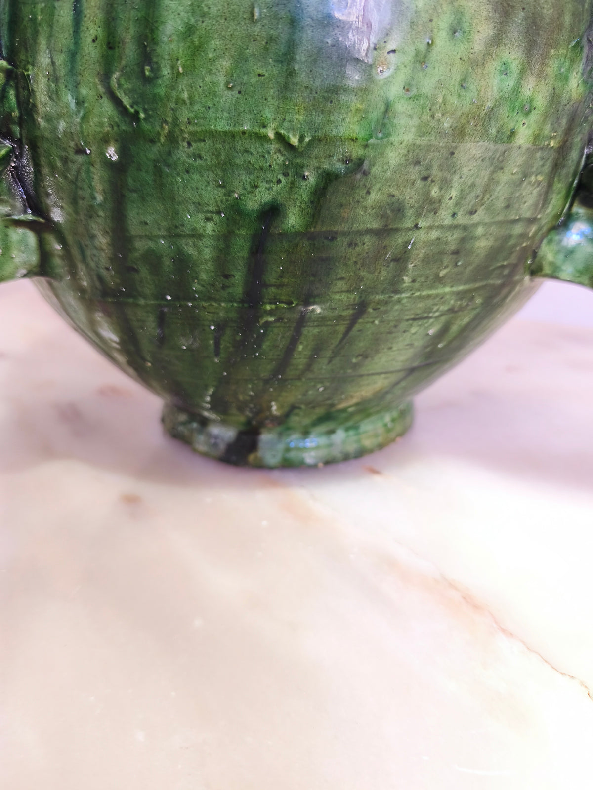 Handmade Tamegroute Green Ceramic Vase – Authentic Moroccan Pottery