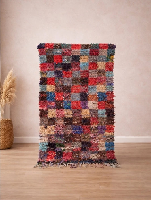 Authentic Moroccan Boucherouite rug handmade patchwork