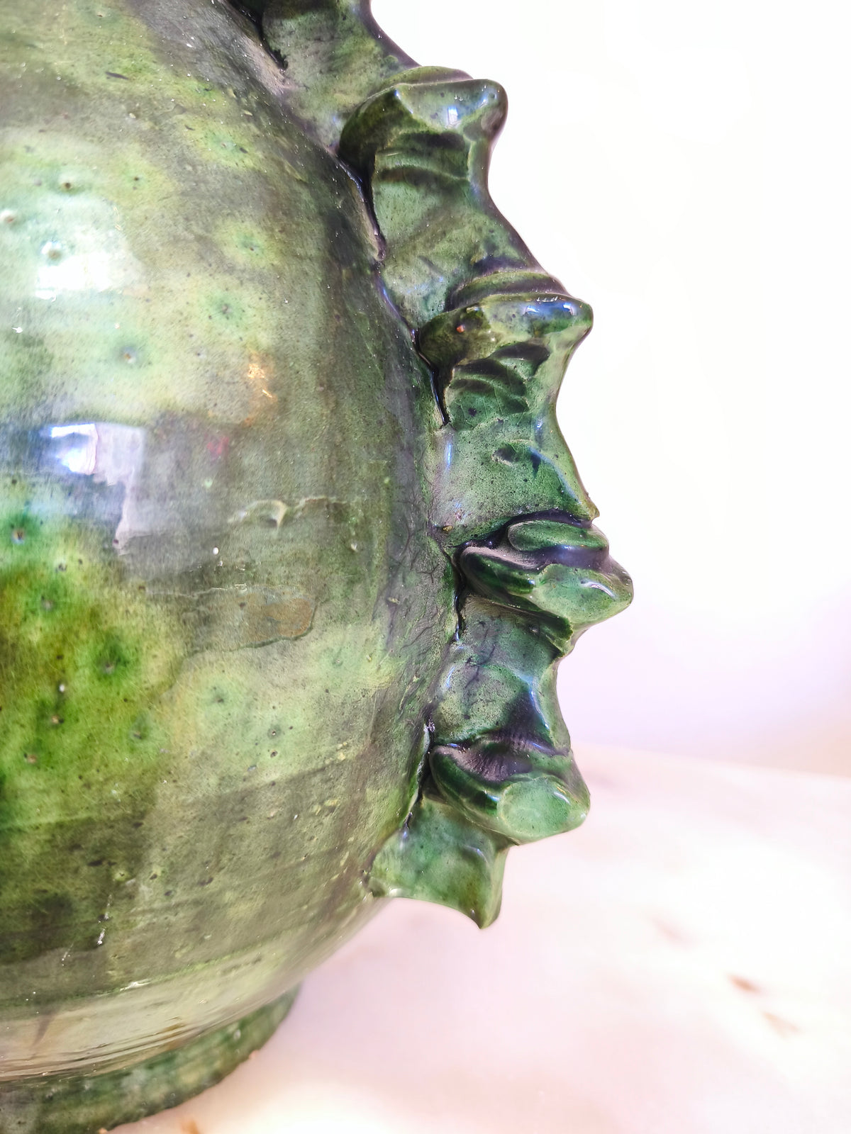 Handmade Tamegroute Green Ceramic Vase – Authentic Moroccan Pottery