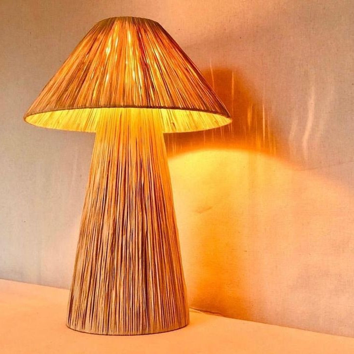 Moroccan Raffia Table Lamp – Handmade Natural Woven Lamp