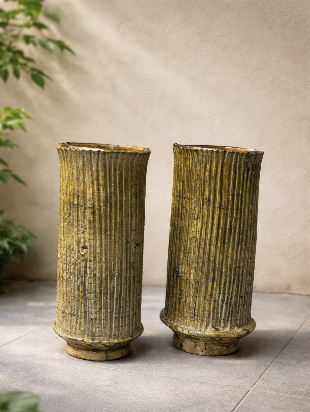 Gold Tamegroute Ceramic Vase – Boho Moroccan Pottery
