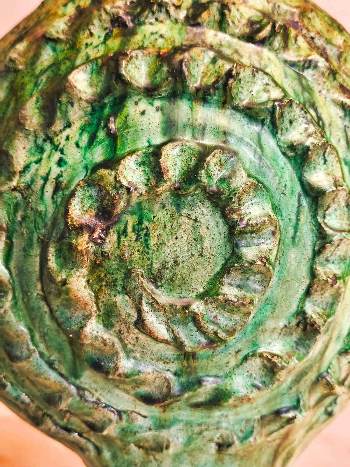 Handmade Green Tamegroute Ceramic Candle Holder – 50 cm Moroccan Boho Decor