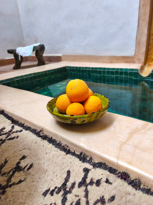 Handmade Green Tamegroute Ceramic Bowl – Moroccan Pottery 