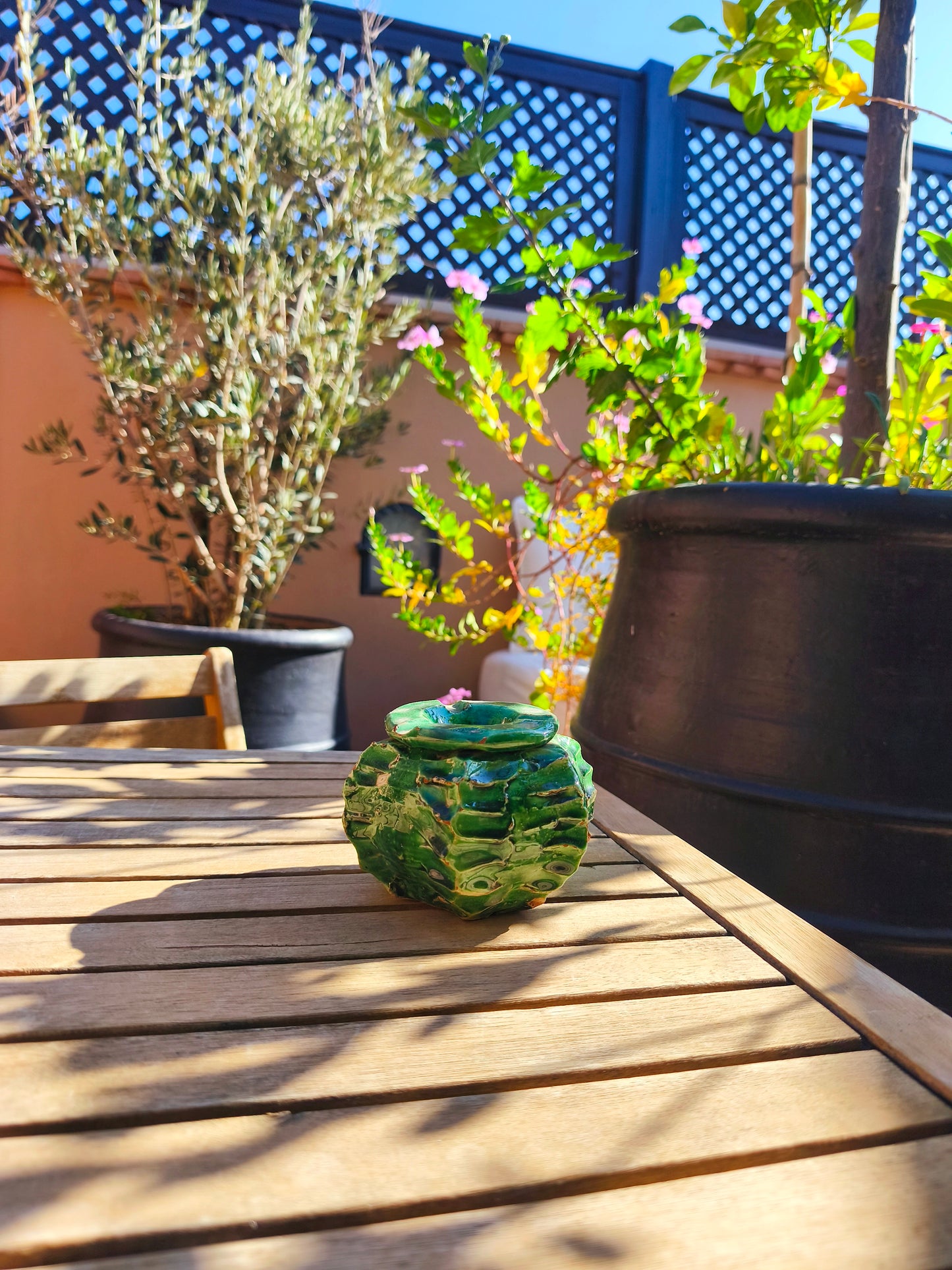 Green Tamegroute cactus Ceramic Ashtray – Green Moroccan Pottery