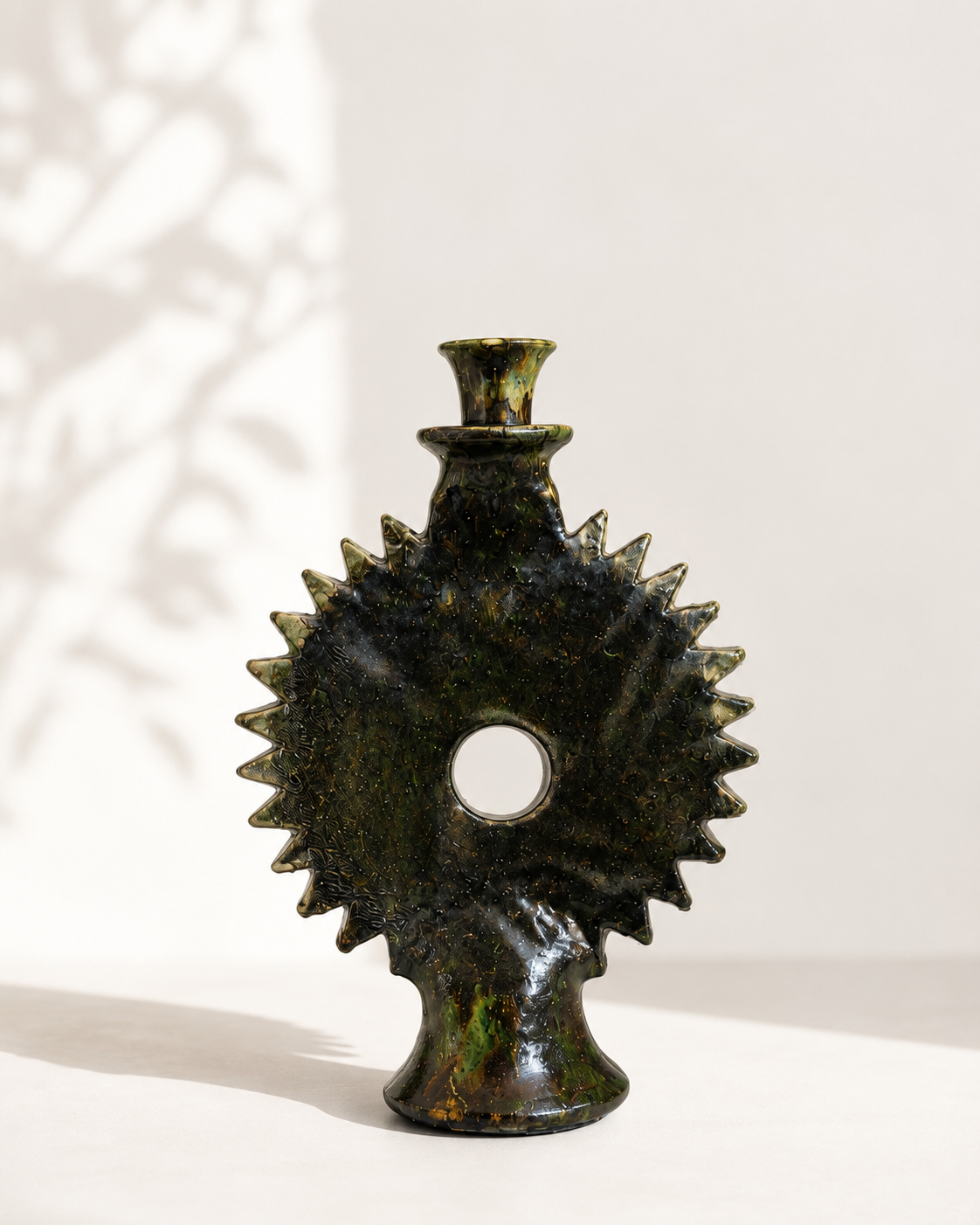 Tamegroute Sun Candle Holder – Handmade Moroccan Pottery