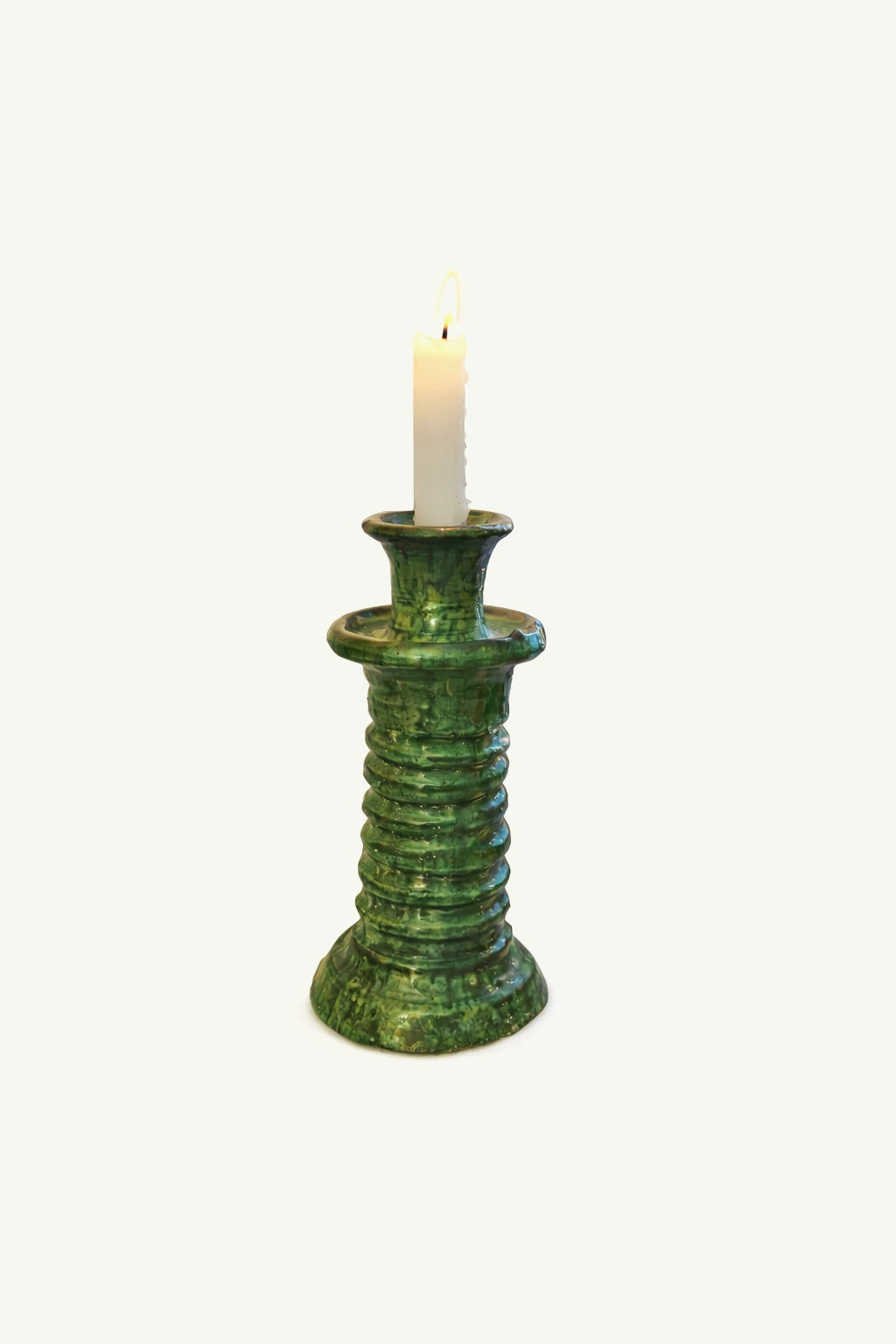 Handmade Tamegroute Green Ceramic Candle Holders – Rustic Moroccan Home Decor