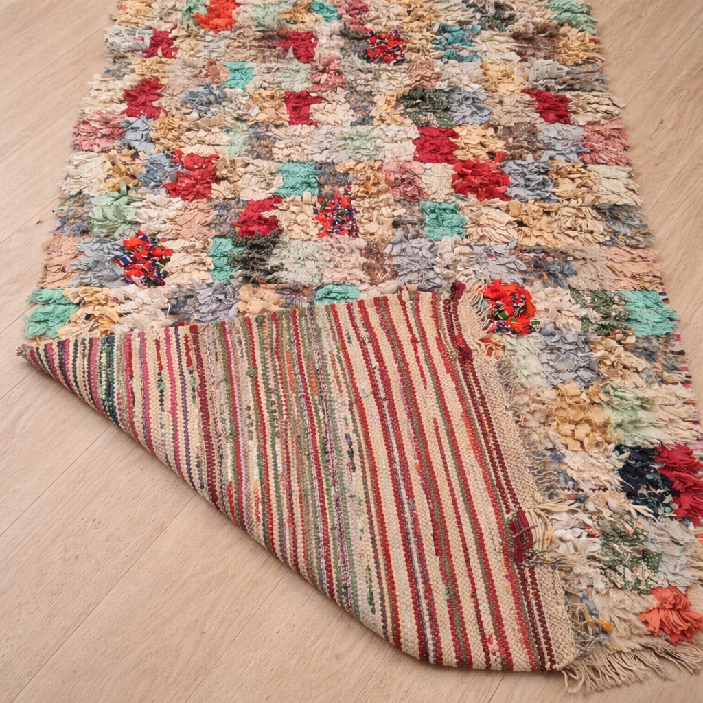 Handmade Moroccan Boucherouite Rug – Recycled Fabric Patchwork Rug