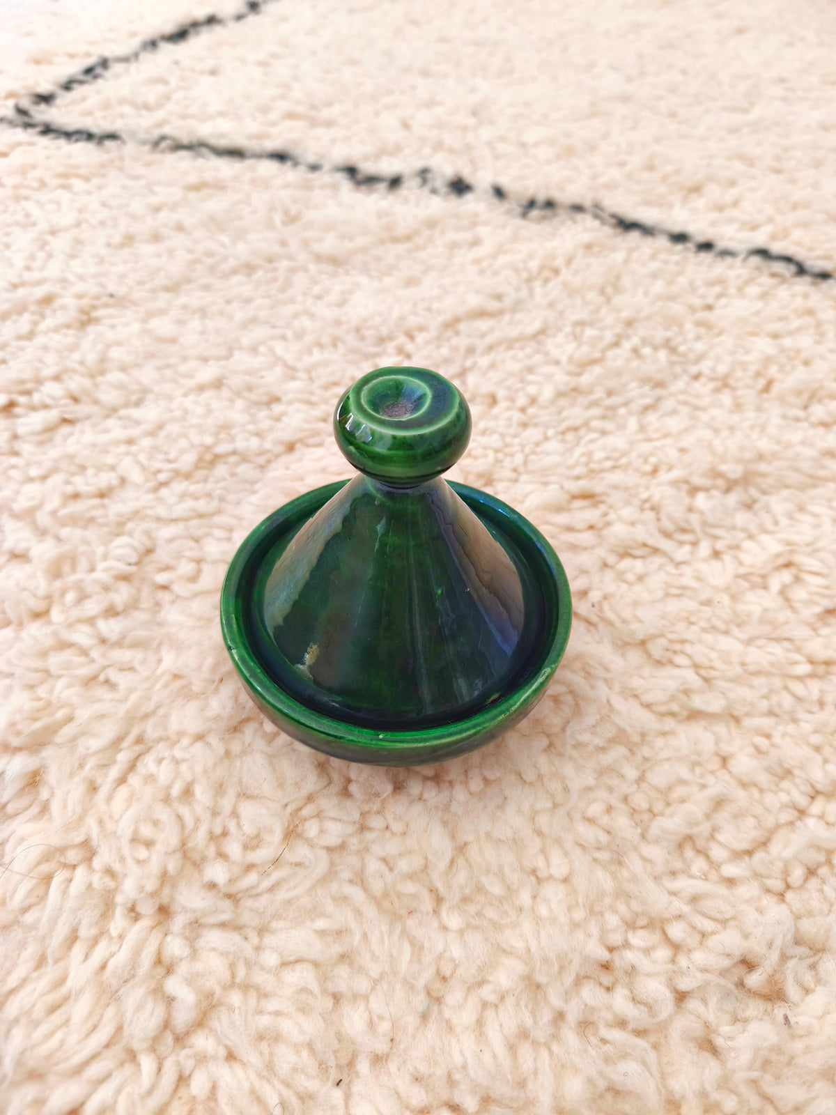 Handmade Green Tamegroute Mini Tagine – 12 cm Decorative Moroccan Ceramic