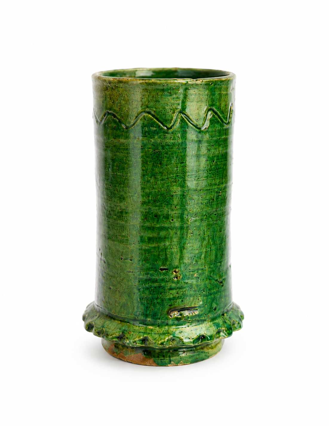 Tamegroute Green Ceramic Flower Vase – Handmade Moroccan Pottery