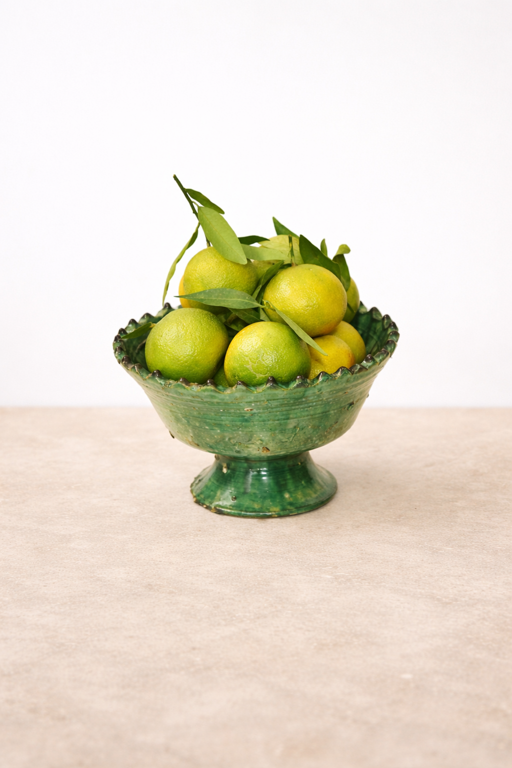 Handmade Tamegroute Green Footed Bowl – 15 cm Moroccan Ceramic
