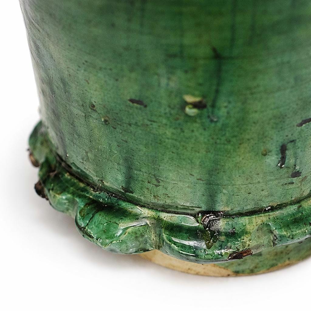Handmade Moroccan Ceramic Green Vase – 35 cm Authentic Tamegroute Pottery