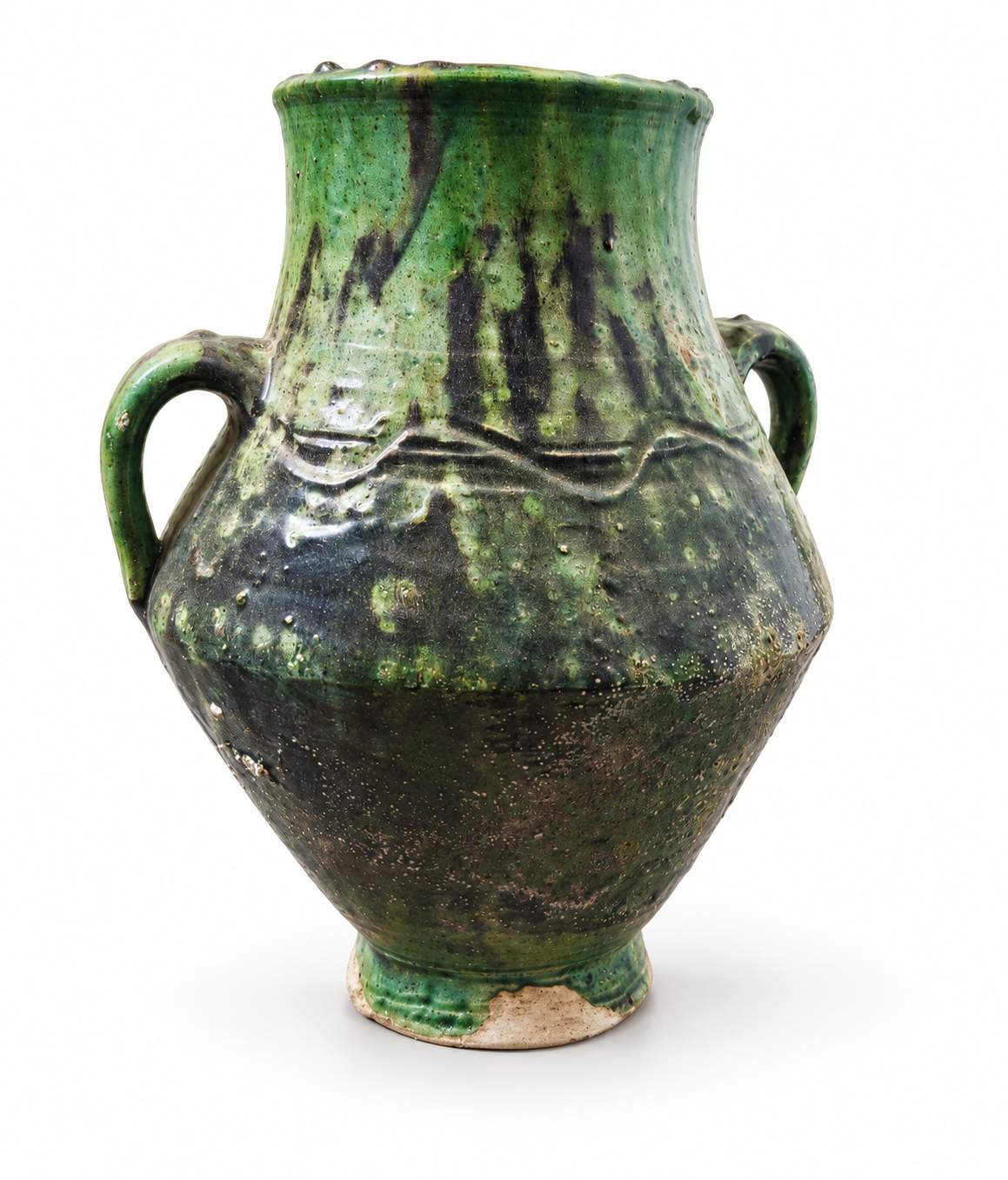 Tamegroute Two-Handled Ceramic Vase – Green or Ochre