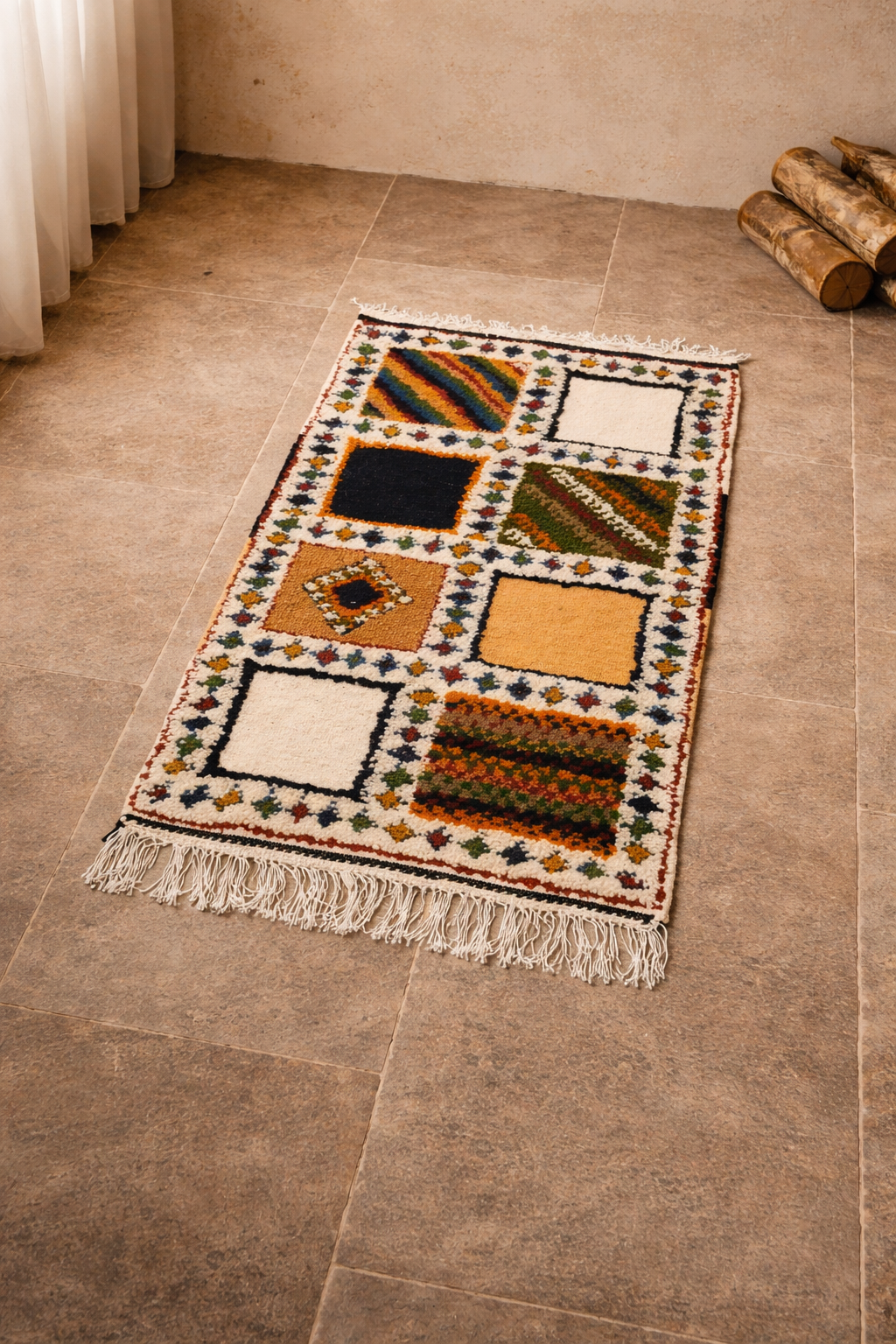 Handmade Sahara Wool Area Rug – Moroccan Berber Textile