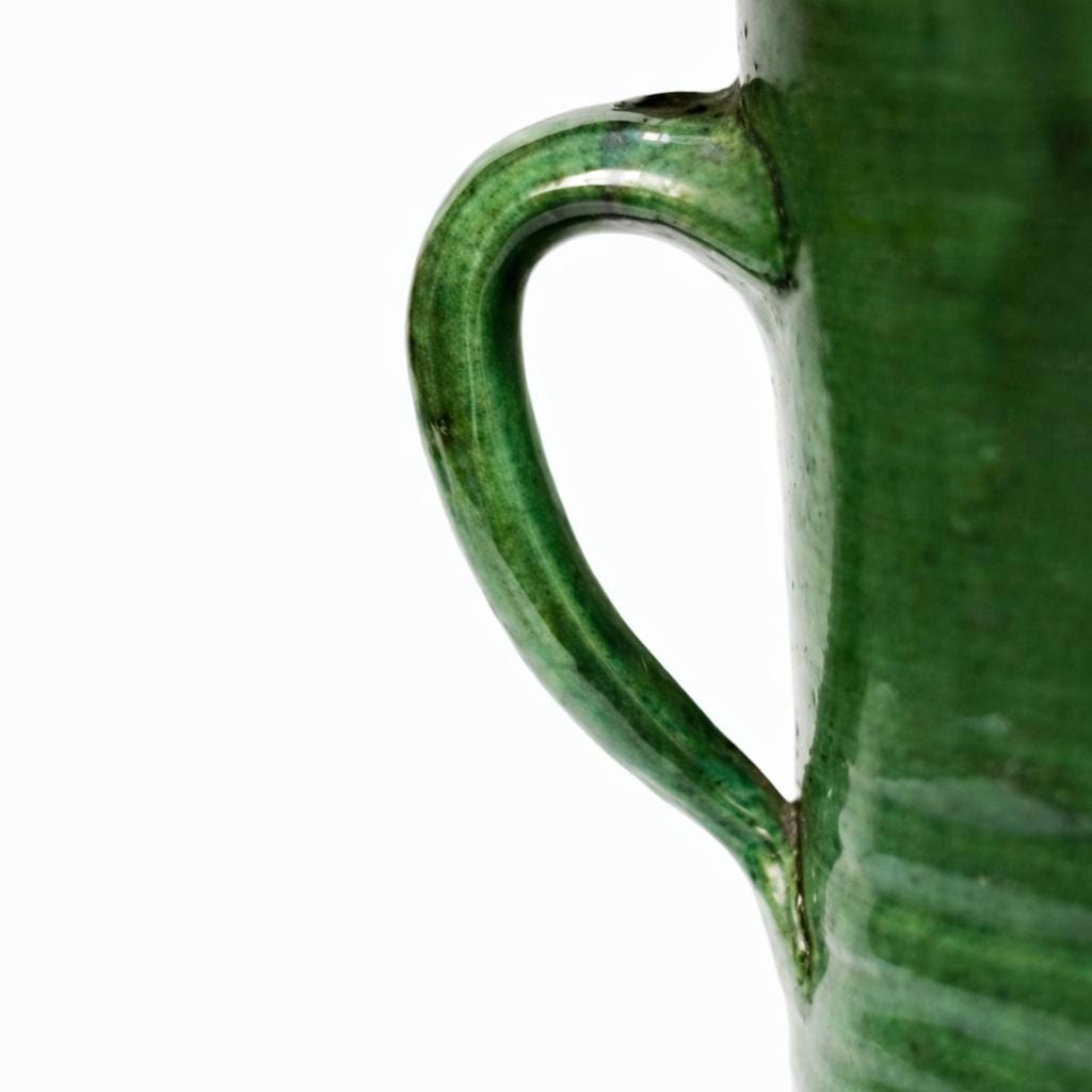 Handmade Moroccan Ceramic Green Vase – 35 cm Authentic Tamegroute Pottery