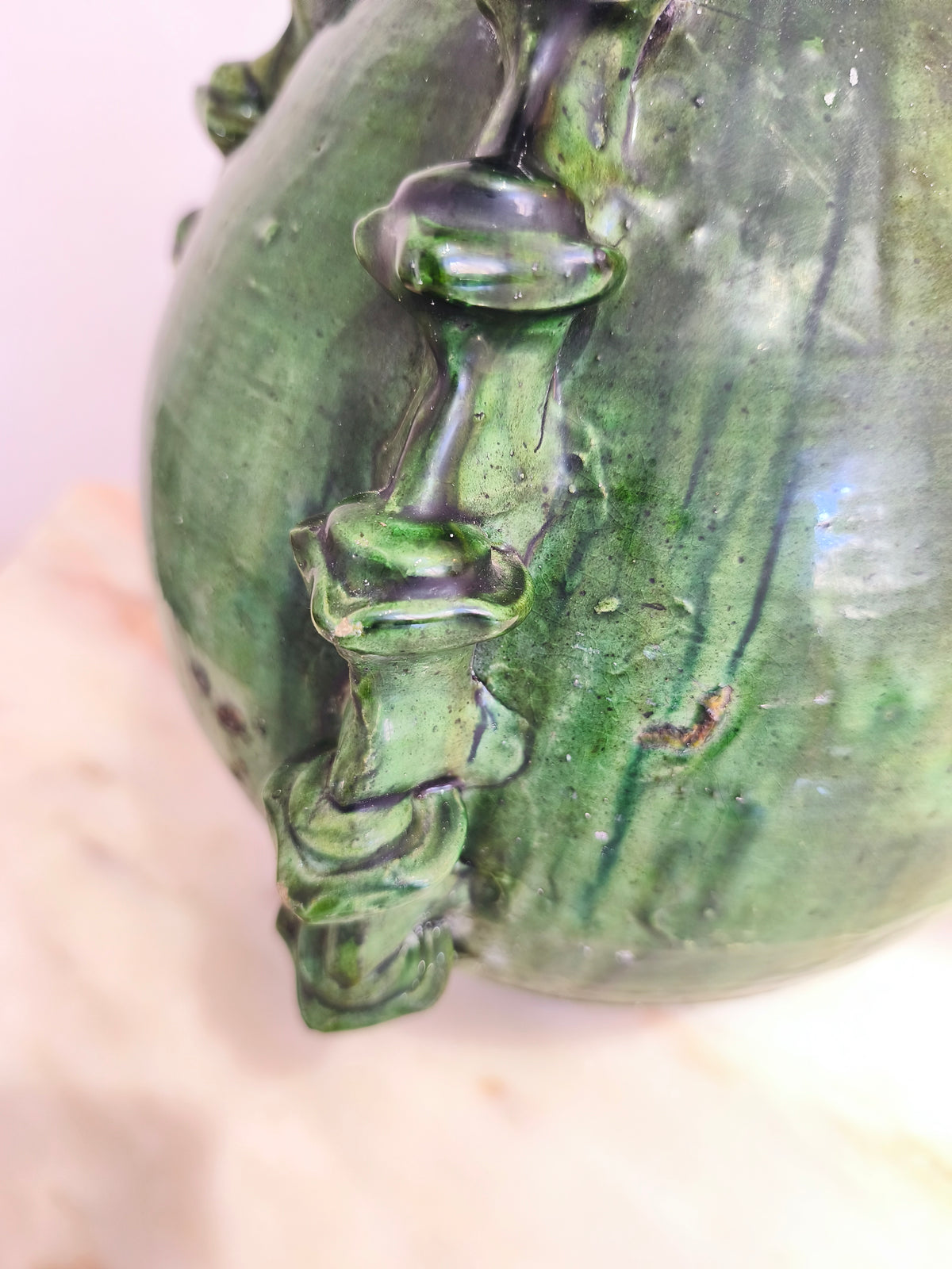 Handmade Tamegroute Green Ceramic Vase – Authentic Moroccan Pottery