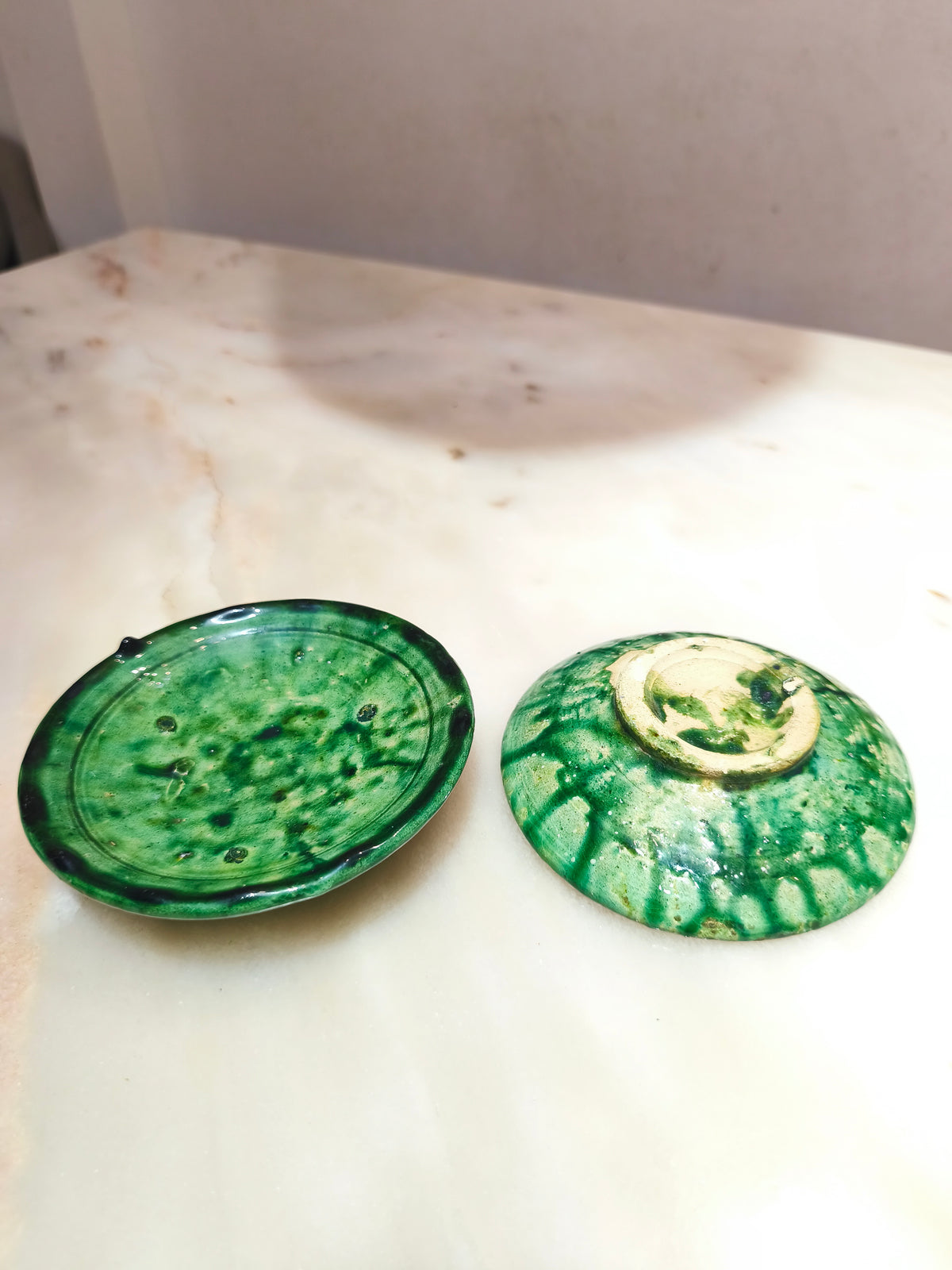 Tamegroute Green Pottery Plate – 12–13 cm Handmade Moroccan Ceramic Dish
